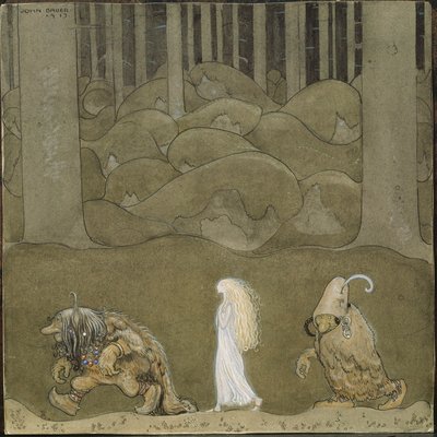 La Princesse et les trolls - 公主和巨魔 - Bauer, John (1882-1918) - 1913 - 水彩，纸上水粉 - 25x25 - Nationalmuseum Stockholm 作者 约翰·法默