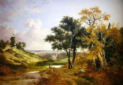 有风车的风景（布面油画） 作者 约翰·伯尼·拉德布鲁克