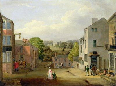 街道场景在Chorley，兰开夏郡，以Chorley霍尔为目的，c.1790-1817 作者 约翰·伯德