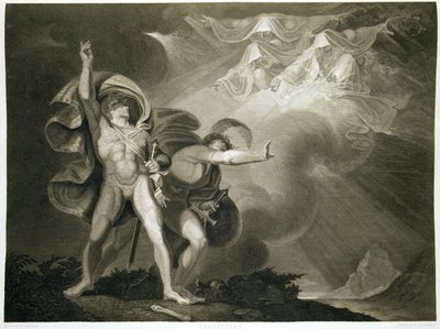 Macbeth，Banquo和第一幕中的三个女巫，Macbeth的场景III由William Shakespeare（1564-1616）出版1805 作者 约翰·博德尔