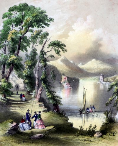 基拉尼湖（Lake Killarney），与19世纪爱尔兰因尼斯法伦修道院（Innisfallen Abbey）的废墟。 作者 约翰·布兰德