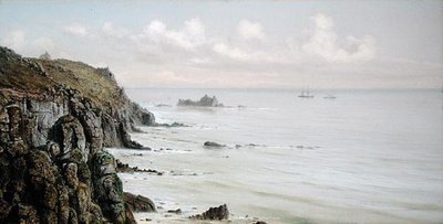 岩石海岸线（板上油画） 作者 约翰·布雷特