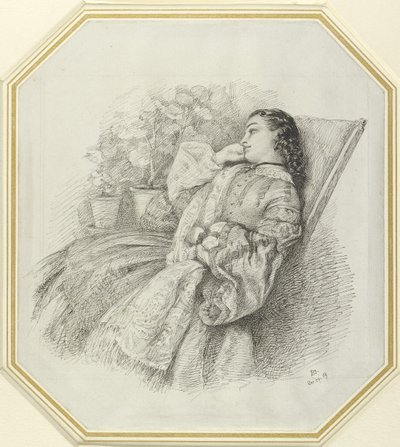 Georgina Hannay，1859年（白纸上的钢笔和黑色墨水） 作者 约翰·布雷特
