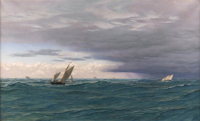 游艇在地中海航道，1871年 作者 约翰·布雷特