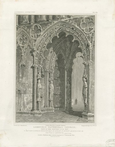 利奇菲尔德大教堂-西门口：雕刻，nd [c 1820] 作者 约翰·布里顿