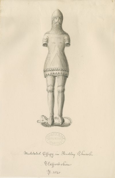 奥德利纪念碑-“奥德利骑士”：乌贼墨画，1840年 作者 约翰·巴克勒