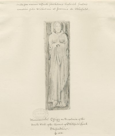 Blithfield教堂-纪念雕像：彩色素描，1823年 作者 约翰·巴克勒