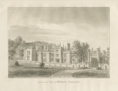 Blithfield Hall：棕褐色绘图，1823年 作者 约翰·巴克勒