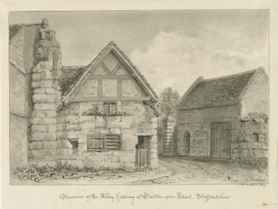 Burton-upon-Trent Abbey: sepia drawing 作者 约翰·巴克勒