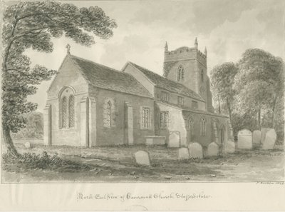 Caverswall Church: sepia drawing 作者 约翰·巴克勒