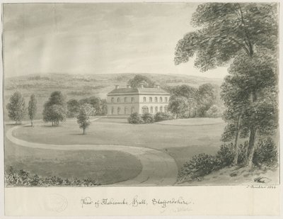 Cheddleton-Ashcombe Hall：棕褐色绘画，1844年 作者 约翰·巴克勒