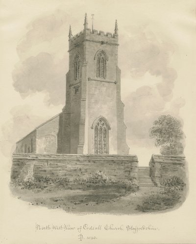 Codsall Church: sepia drawing 作者 约翰·巴克勒