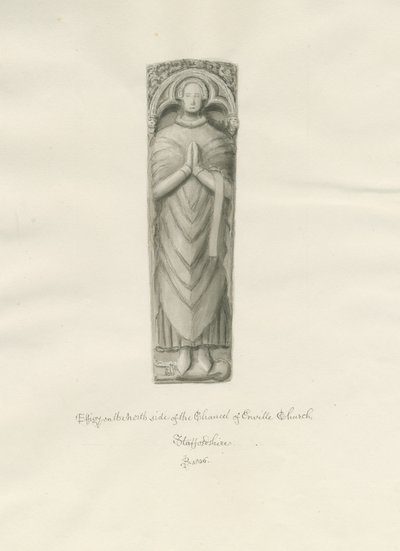 Enville Church - Effigy: sepia drawing 作者 约翰·巴克勒