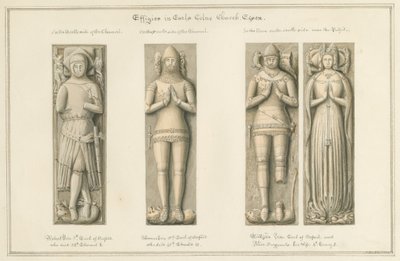 埃塞克斯（Essex）-伯爵柯恩教堂（Earls Colne Church）-肖像：棕褐色绘画，1824年 作者 约翰·巴克勒