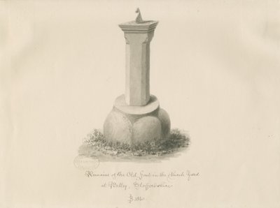Font at Betley Church: sepia drawing 作者 约翰·巴克勒