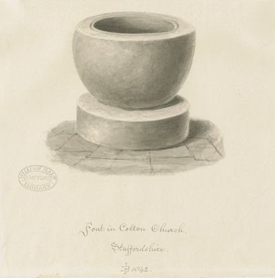 科尔顿教堂（Colton Church）中的字体：棕褐色绘图，1842 作者 约翰·巴克勒