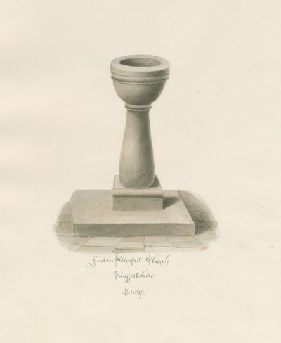 Font in Waterfall Church: sepia drawing 作者 约翰·巴克勒