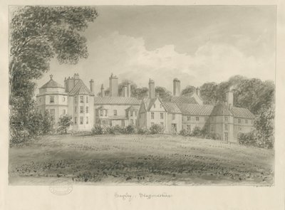 哈格利·霍尔（Hagley Hall）：棕褐色绘图，1814年 作者 约翰·巴克勒