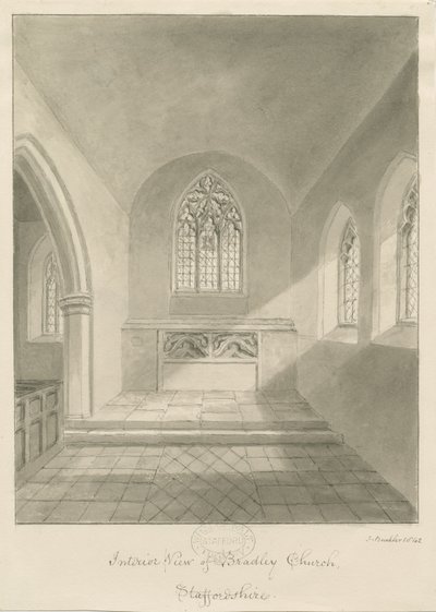 布拉德利教堂内部：棕褐色绘画，1842年 作者 约翰·巴克勒