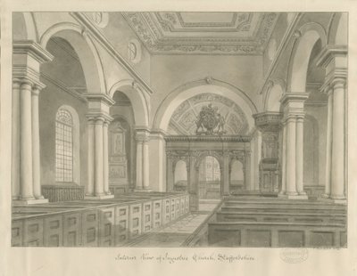 Ingestre 教堂内部：棕褐色绘画 作者 约翰·巴克勒