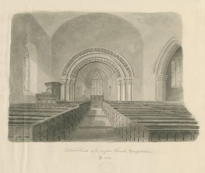 Interior of Longdon Church: sepia drawing 作者 约翰·巴克勒