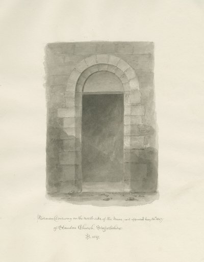 Interior of Standon Church: sepia drawing, 24 May 1847 (drawing) 作者 约翰·巴克勒