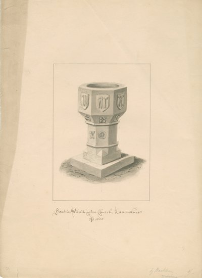 兰开夏郡-沃丁顿教堂-字体：深褐色绘画，1808年 作者 约翰·巴克勒