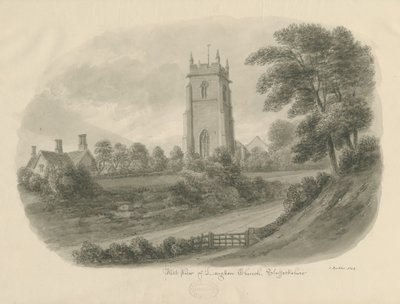 Longdon Church: sepia drawing 作者 约翰·巴克勒
