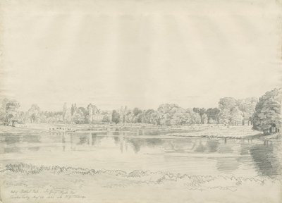 Patshull住宅-公园和游泳池：铅笔素描，1820年8月25日 作者 约翰·巴克勒