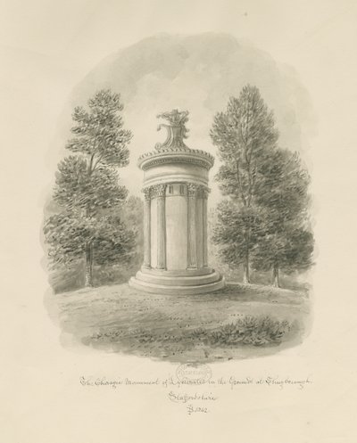Shugborough - The Choragic Monument of Lysicrates：棕褐色绘图 作者 约翰·巴克勒