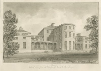 Shugborough Hall-花园前：棕褐色素描，1842年 作者 约翰·巴克勒