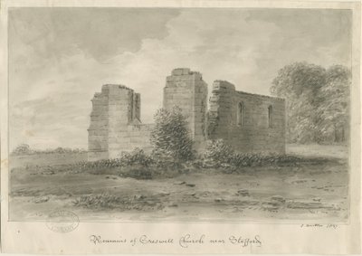 斯塔福德-克雷斯韦尔教堂：棕褐色绘画，1837年 作者 约翰·巴克勒