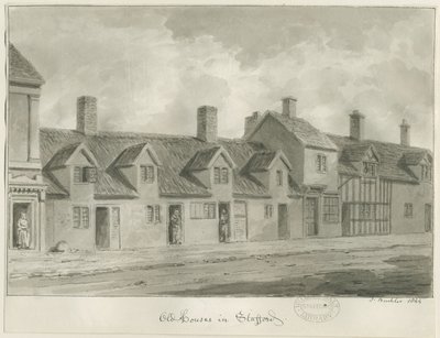 斯塔福德-老房子[在Eastgate街]：乌贼墨画，1844年 作者 约翰·巴克勒