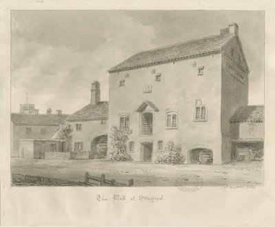Stafford - Water Mill: sepia wash drawing 作者 约翰·巴克勒