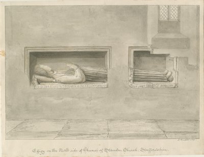 Standon Church - Wall Tomb [to Nicholas Hyde]: sepia drawing 作者 约翰·巴克勒