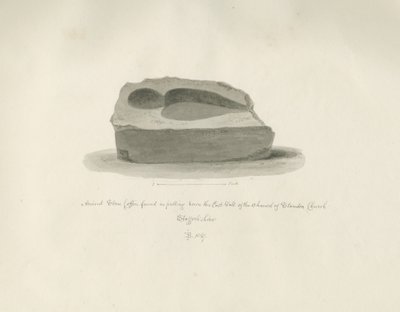 斯坦顿教堂：古代石棺：棕褐色绘画，1847年 作者 约翰·巴克勒