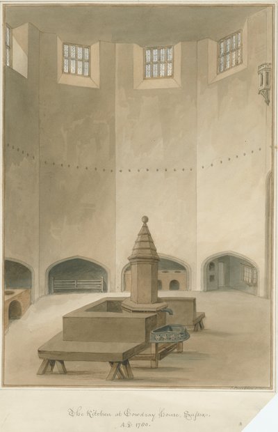 苏塞克斯-Cowdray住宅-厨房内部，1830年 作者 约翰·巴克勒