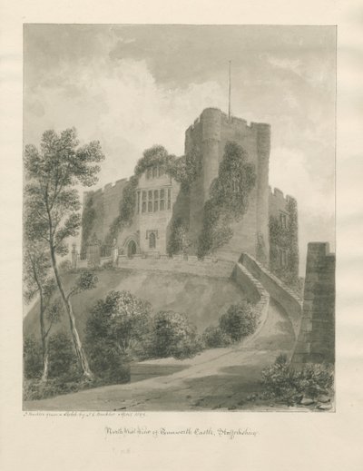 Tamworth Castle: sepia drawing, Apr 1849 (drawing) 作者 约翰·巴克勒