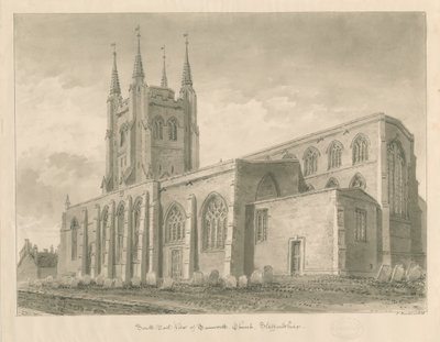 Tamworth Church: sepia wash drawing 作者 约翰·巴克勒