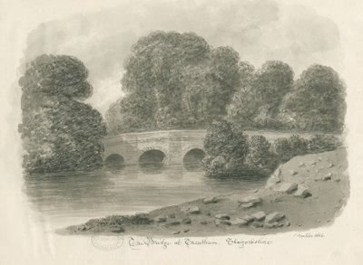 Trentham Hall-桥梁：棕褐色水墨画，1844年 作者 约翰·巴克勒