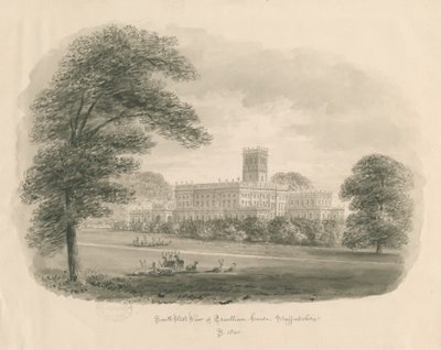 Trentham Hall：棕褐色绘画，1840年 作者 约翰·巴克勒