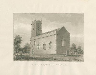Warslow Church: sepia drawing 作者 约翰·巴克勒