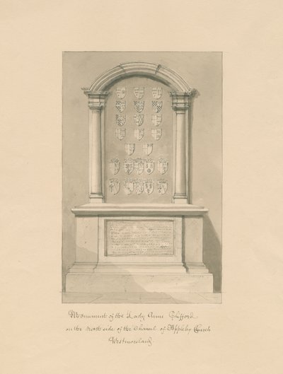 威斯特摩兰-阿普比教堂-安妮·克利福德夫人纪念碑：乌贼墨画，1800 作者 约翰·巴克勒