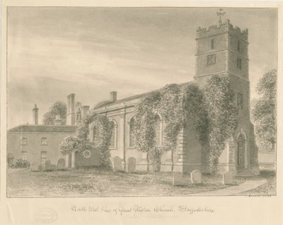 Weston-under-Lizard Church: sepia wash drawing 作者 约翰·巴克勒