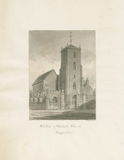 Willenhall教堂：棕褐色绘画，1846年 作者 约翰·巴克勒