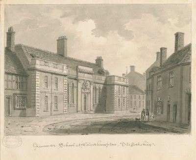 伍尔弗汉普顿-语法学校：棕褐色绘画，1837年 作者 约翰·巴克勒