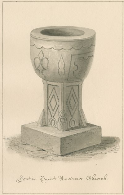 伍斯特郡-德罗伊特威奇-圣安德鲁教堂字体，1833年 作者 约翰·巴克勒
