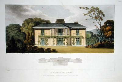 奥恩山寨，来自阿克曼的 "艺术宝库"，1818年出版（彩色平印）。 作者 约翰·布纳罗蒂·帕普沃思