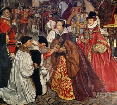玛丽女王（1516-58）和伊丽莎白公主（1533-1603）于1553年，1910年进入伦敦 作者 约翰·拜姆·李斯顿·肖