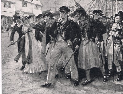海军叛徒岸上，来自“英国陆地和海上战役”的插图，由伦敦卡塞尔出版，c.1910 作者 约翰·卡梅伦